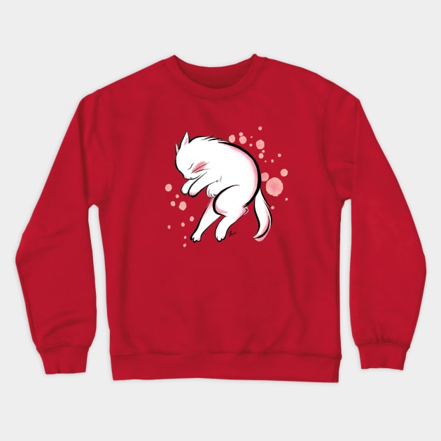 White cat dreaming Crewneck Sweatshirt by juliewu